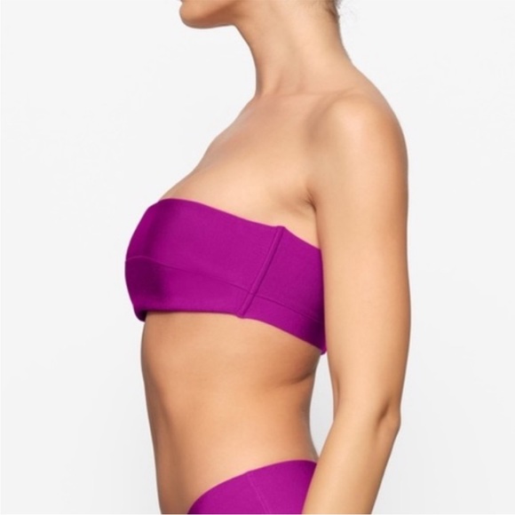 SKIMS KNIT SWIM BANDEAU BIKINI TOP NWT SW BND 0181 Lollipop removable straps - Picture 3 of 10